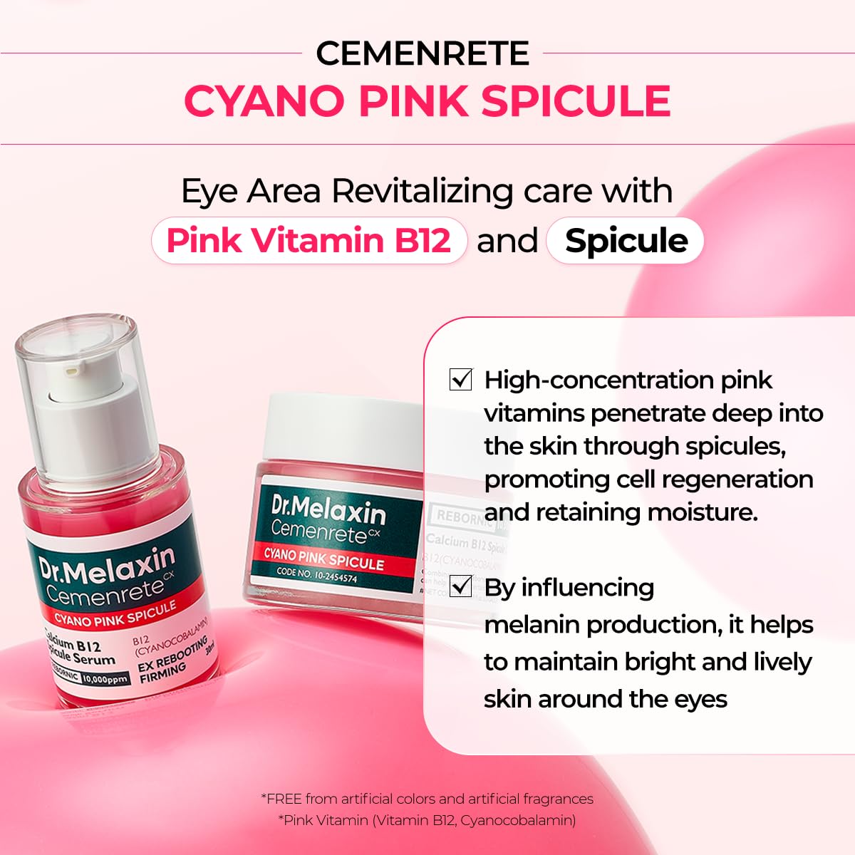 Dr. Melaxin calcium and vitamin B12 eye cream formulation close up