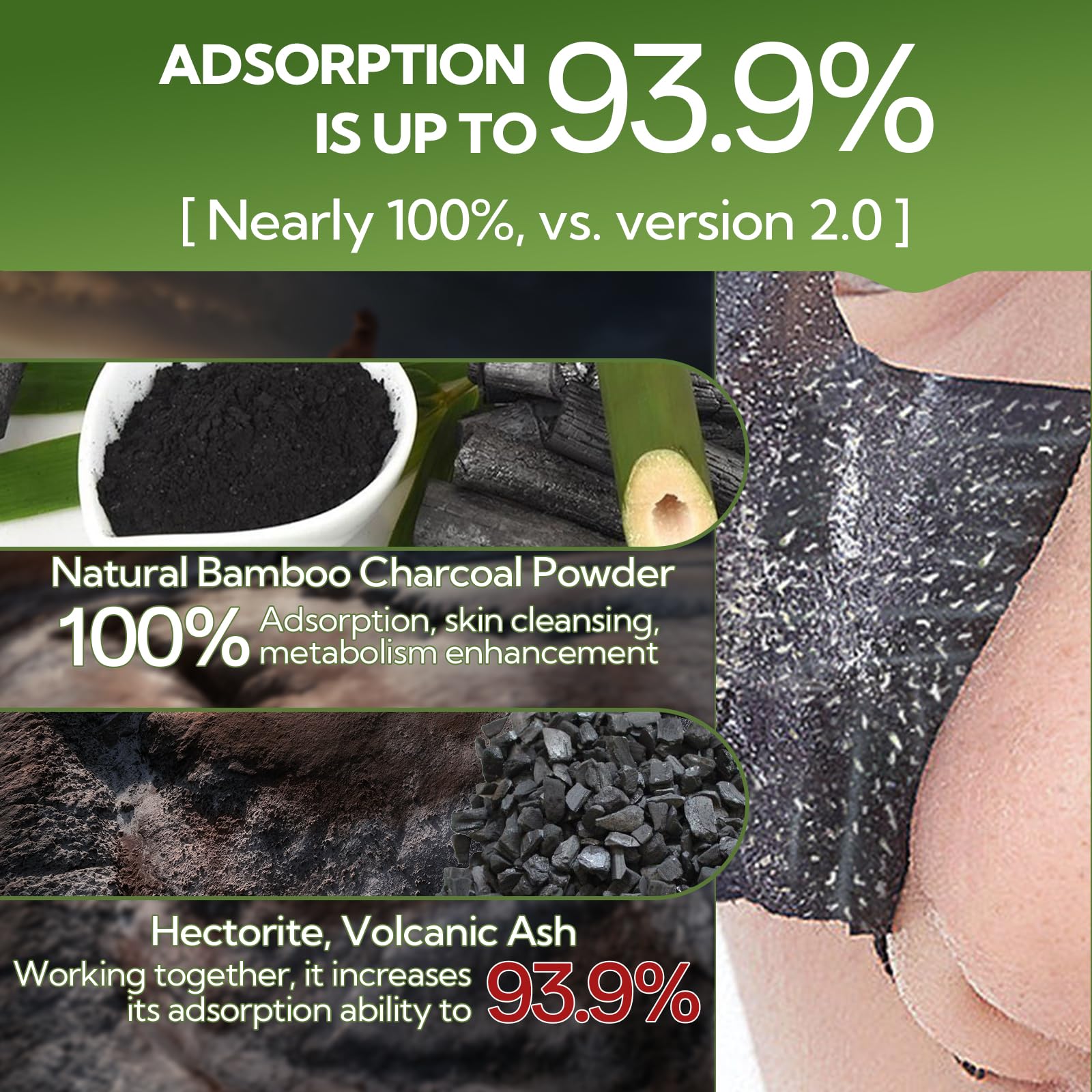 Deep pore cleansing action of LANBENA blackhead remover mask on oily skin types.
