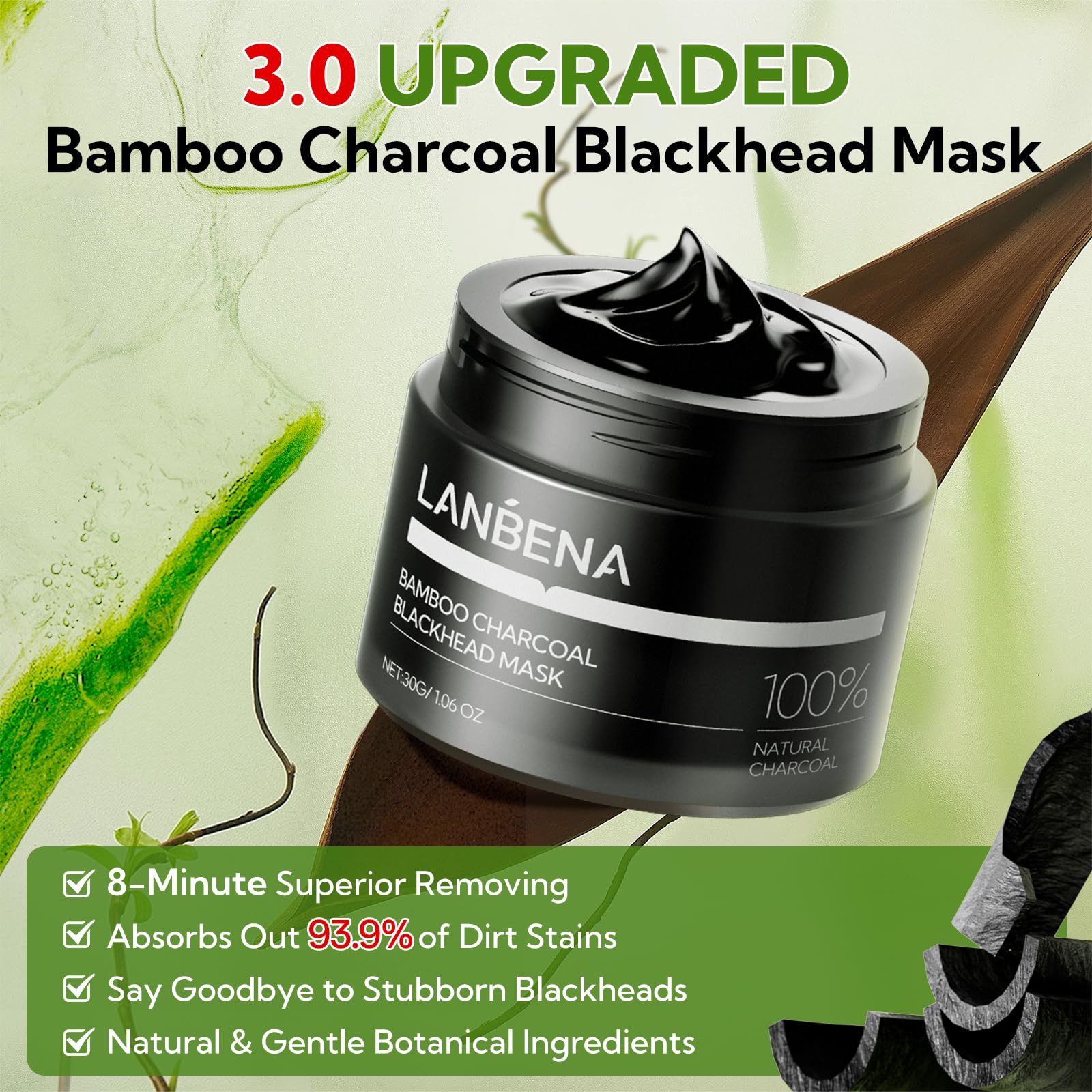 Authentic USA imported LANBENA strawberry nose purifying cream with application spatula.