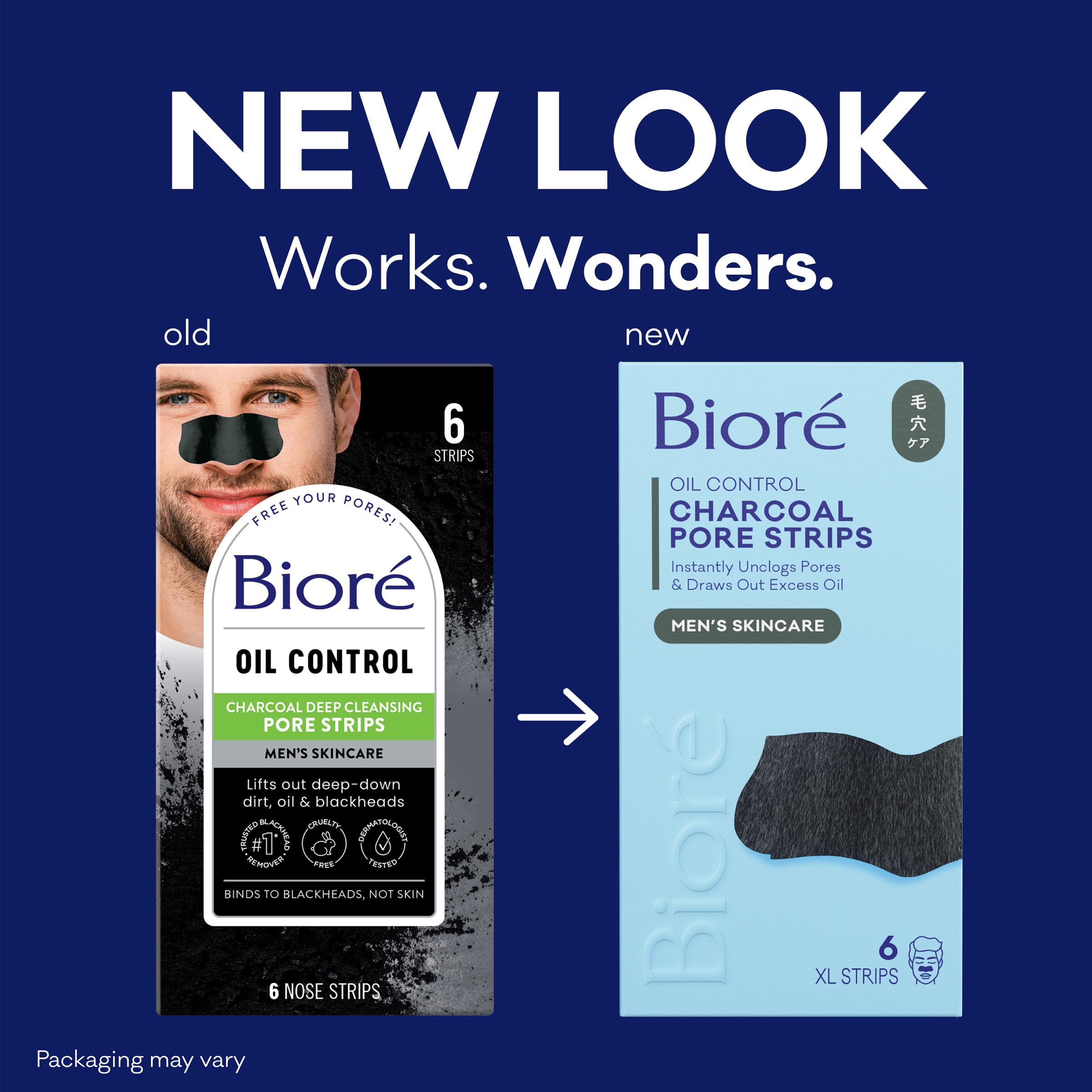 Bioré men's oil control nose strips with natural charcoal for oily skin