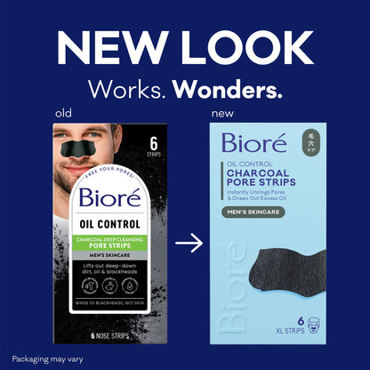 Bioré men's oil control nose strips with natural charcoal for oily skin