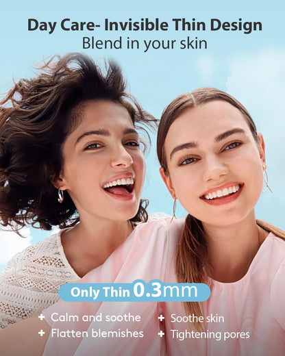 LitBear hydrocolloid pimple stickers showing four different dot sizes for targeted facial blemish coverage