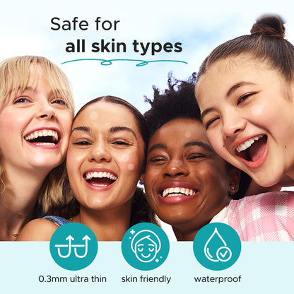 Close up view of the ultra thin waterproof hydrocolloid material of TKTK acne patches.