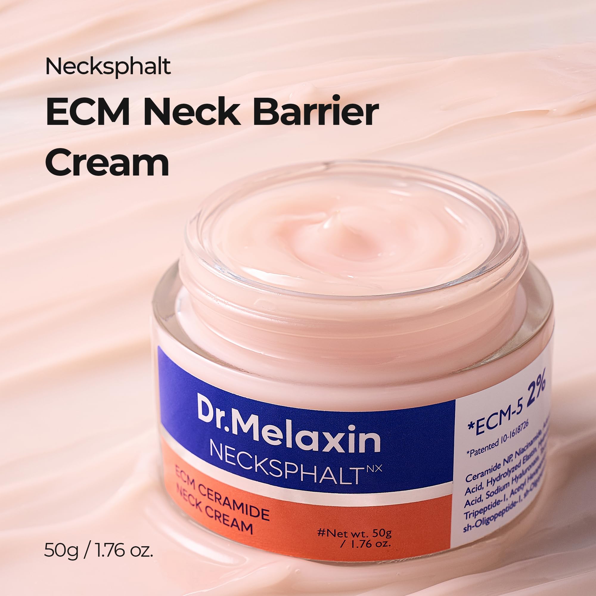 Dr.Melaxin neck wrinkles tightening cream jar showing its rich nourishing texture.