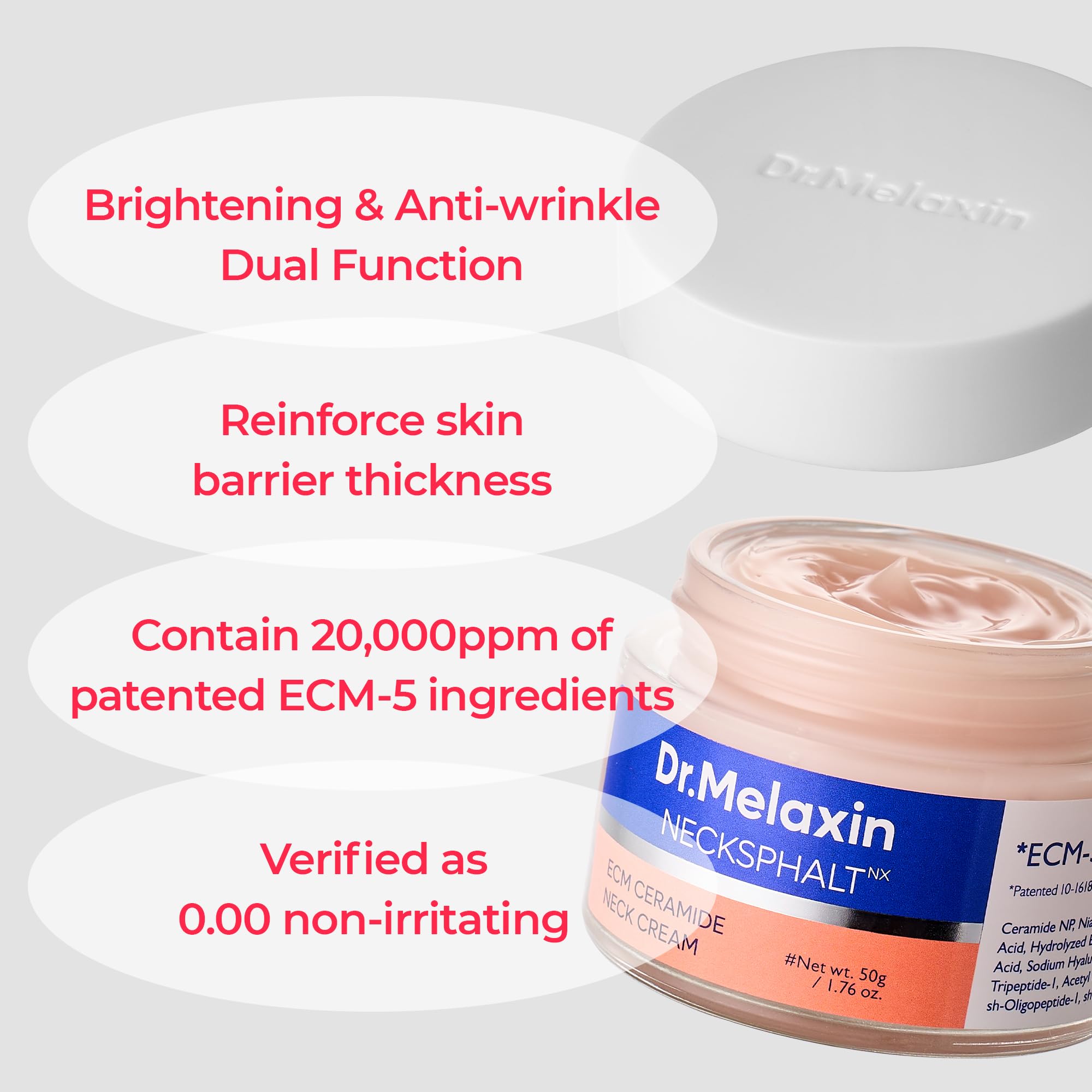 Application of Dr.Melaxin neck cream using upward massaging motions for a lifted jawline.