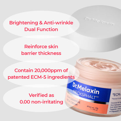 Application of Dr.Melaxin neck cream using upward massaging motions for a lifted jawline.