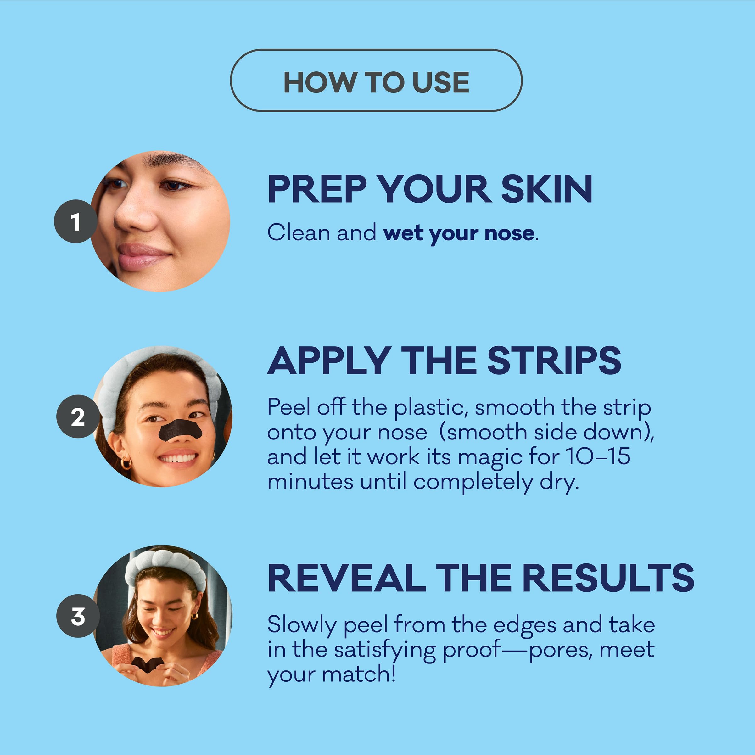 Bioré natural activated charcoal nose pore strips close up texture view.