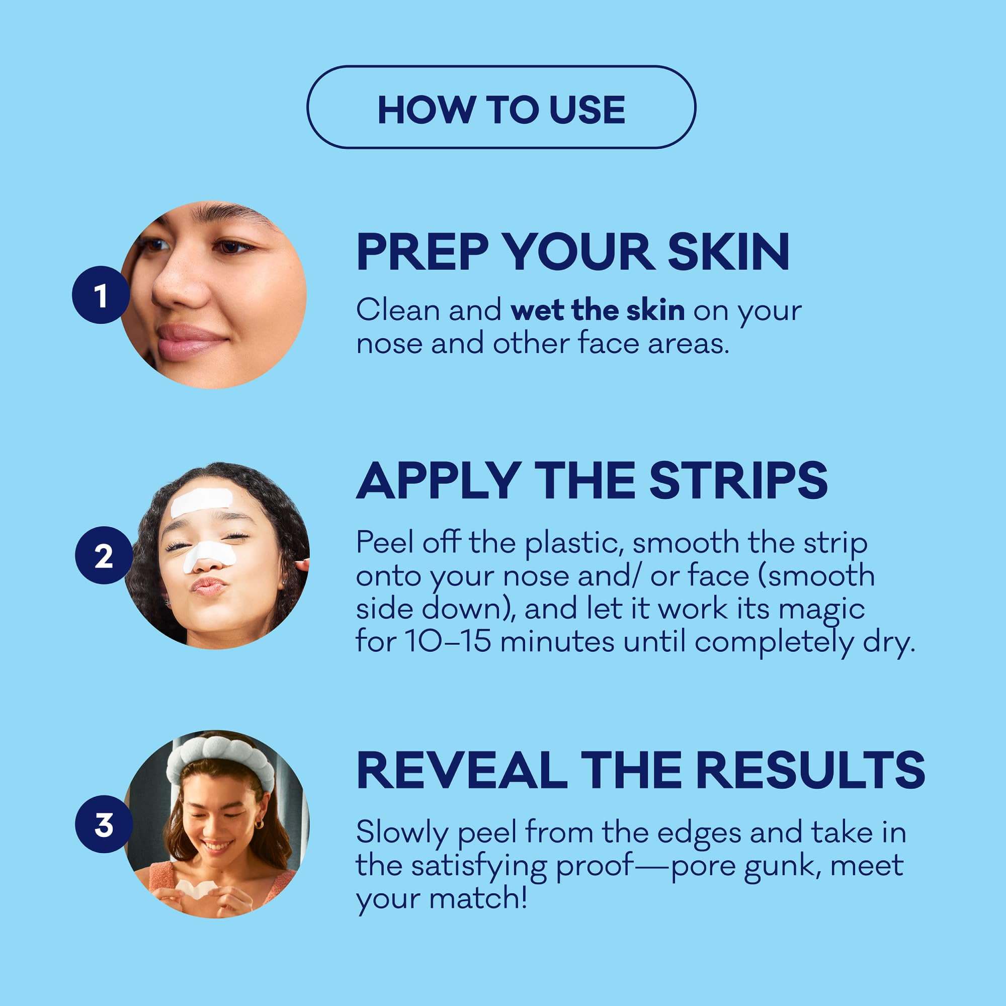 Step by step usage instructions printed on the Bioré blackhead remover box.