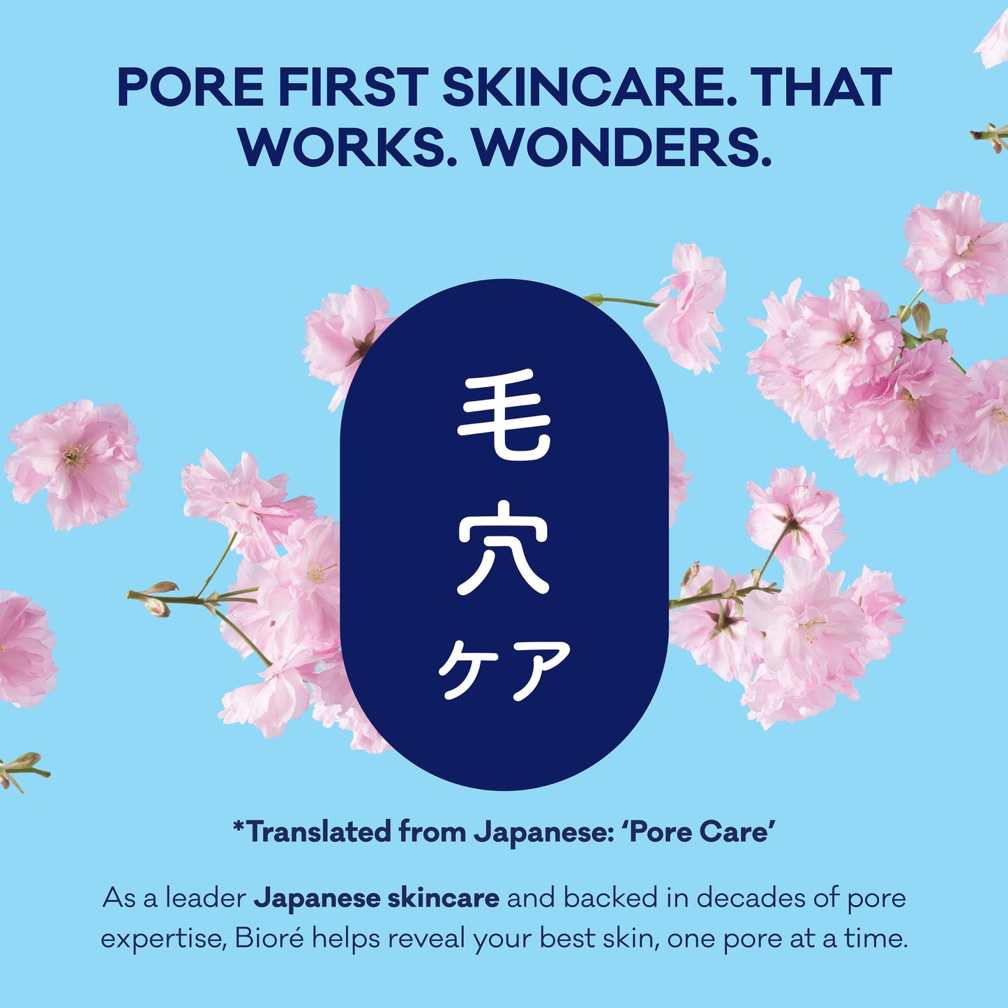 Dermatologist tested oil free pore strips by Bioré for clear skin texture.