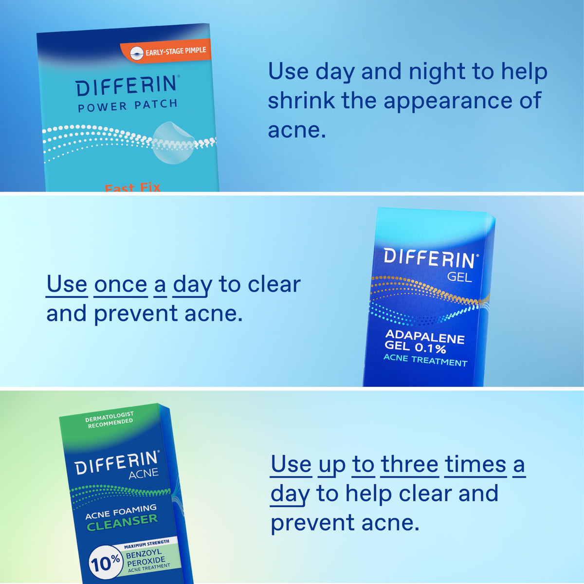 Differin clear acne patches different size comparison