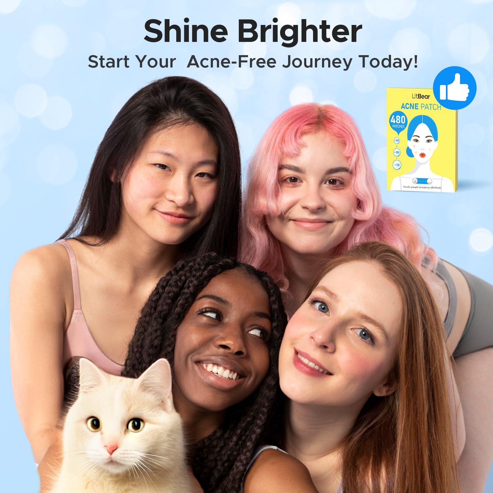 LitBear skin protective hydrocolloid barrier stickers preventing zit picking and blemishes.