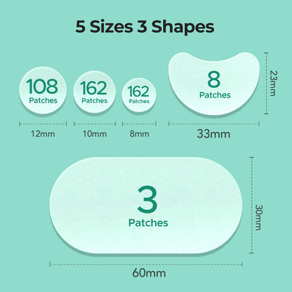 TKTK pimple patches bulk box with details on fragrance-free material for all skin types.