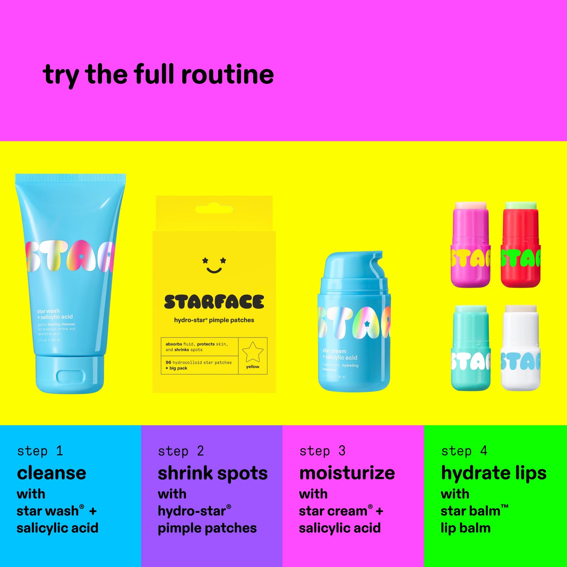 Authentic imported USA skincare product containing star shaped blemish stickers for fluid absorption