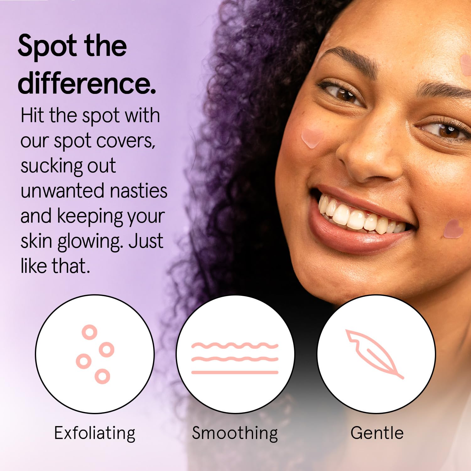 Heart shaped acne stickers for clearing blemishes on face.