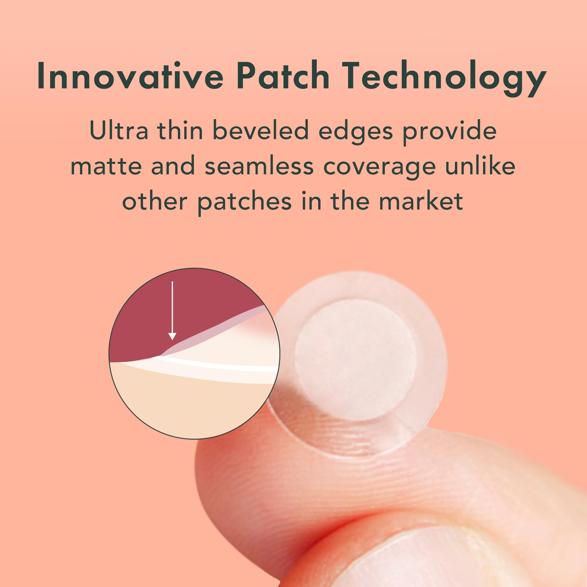 Clear matte finish Korean skincare acne patch being peeled from the perforated protective sheet.