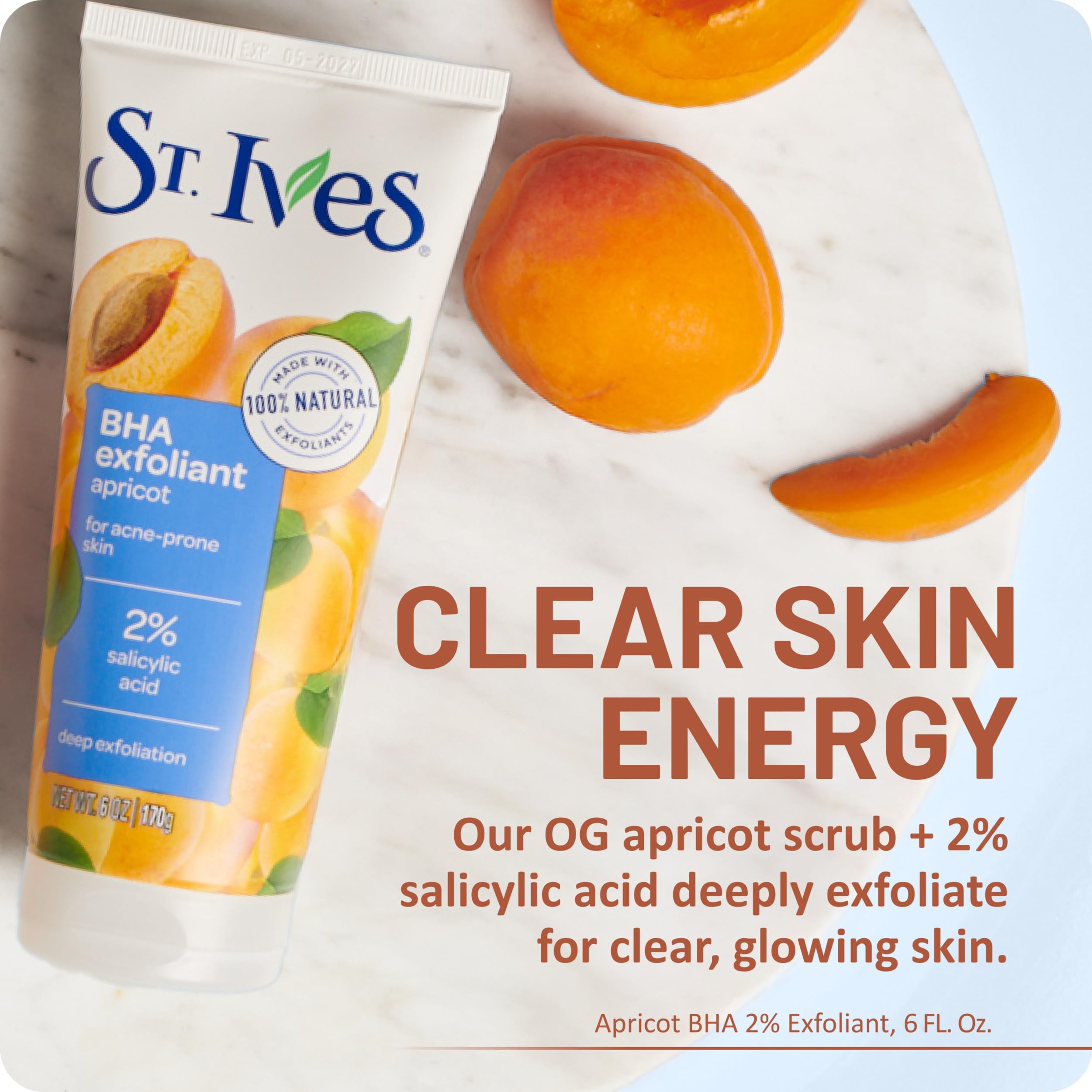St. Ives salicylic acid blemish control facial exfoliant tubes texture demonstration