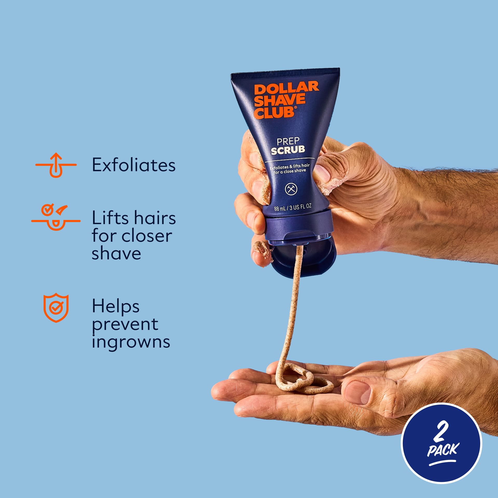 Dollar Shave Club Pre Shave Scrub two pack tubes for ingrown hair prevention