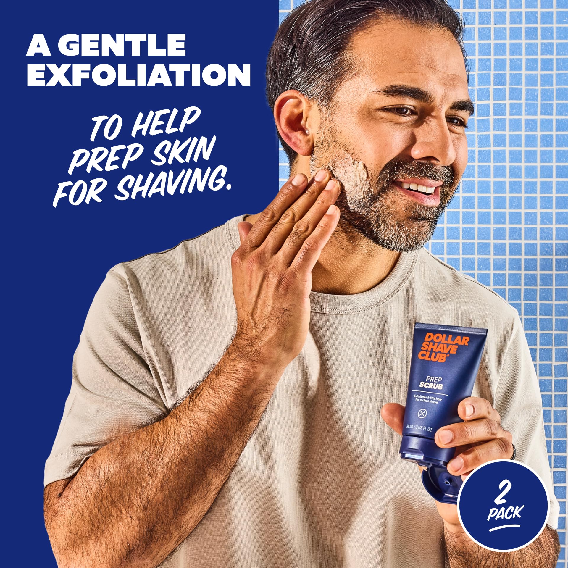Three ounce tubes of Dollar Shave Club exfoliating face and body scrub