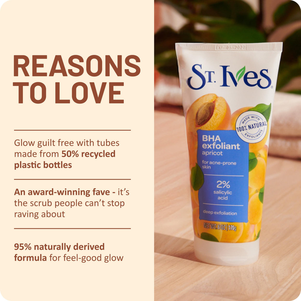 St. Ives skincare product grouped with four six fluid ounce tubes