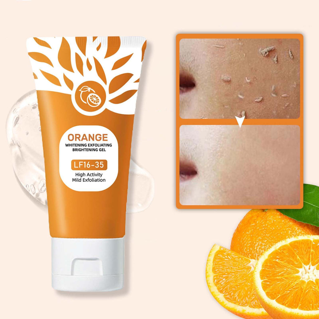 Orange enzymes facial exfoliator applied on skin