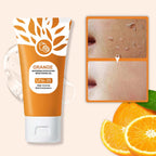 Orange enzymes facial exfoliator applied on skin