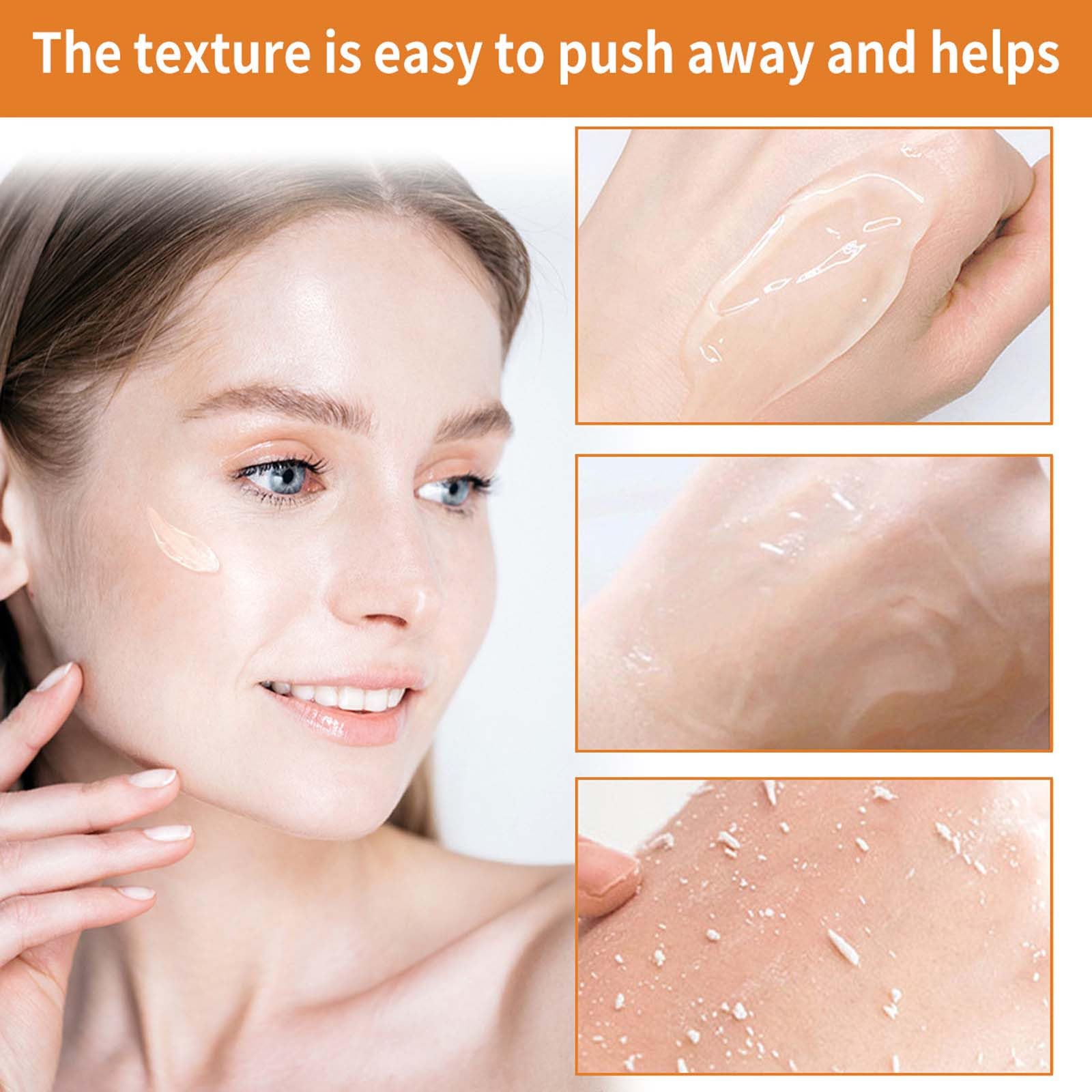 Deep cleansing facial exfoliator applied on hands to remove dullness and dry skin.