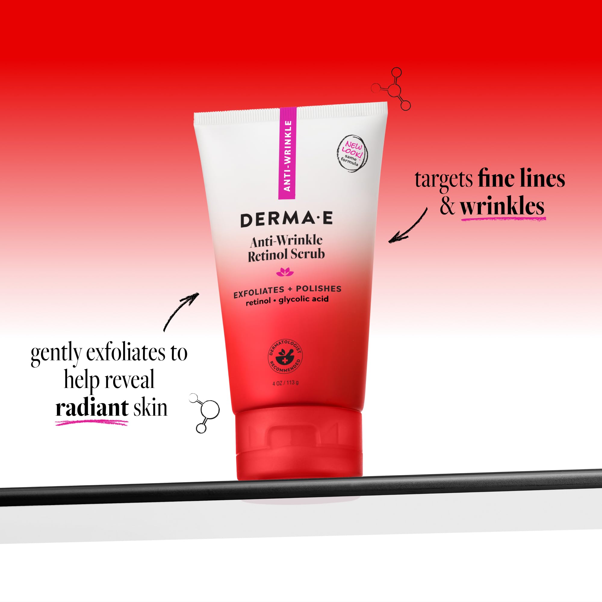 Derma E Vitamin A and Glycolic Acid face wash tube showing ingredients list