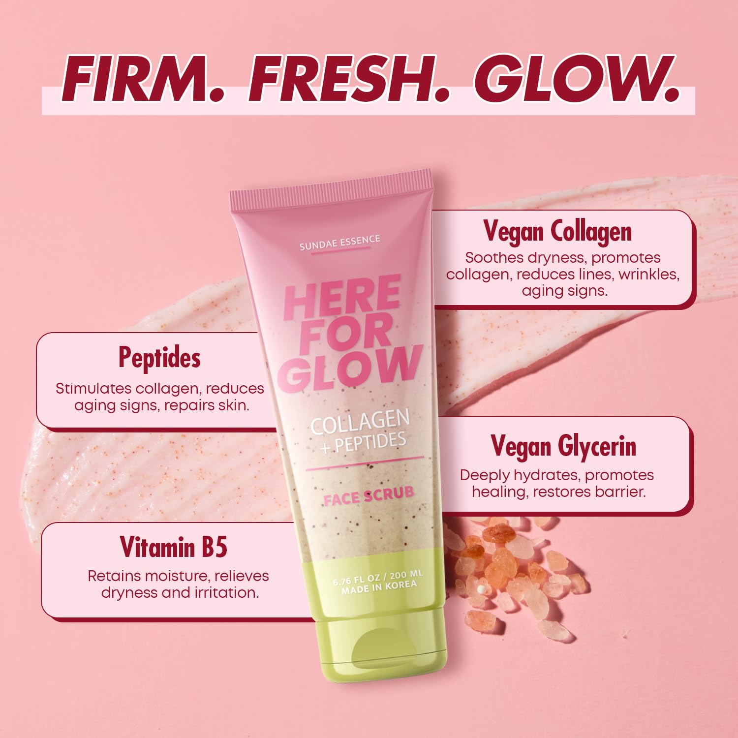 Clean beauty non GMO daily exfoliating scrub tube on plain background
