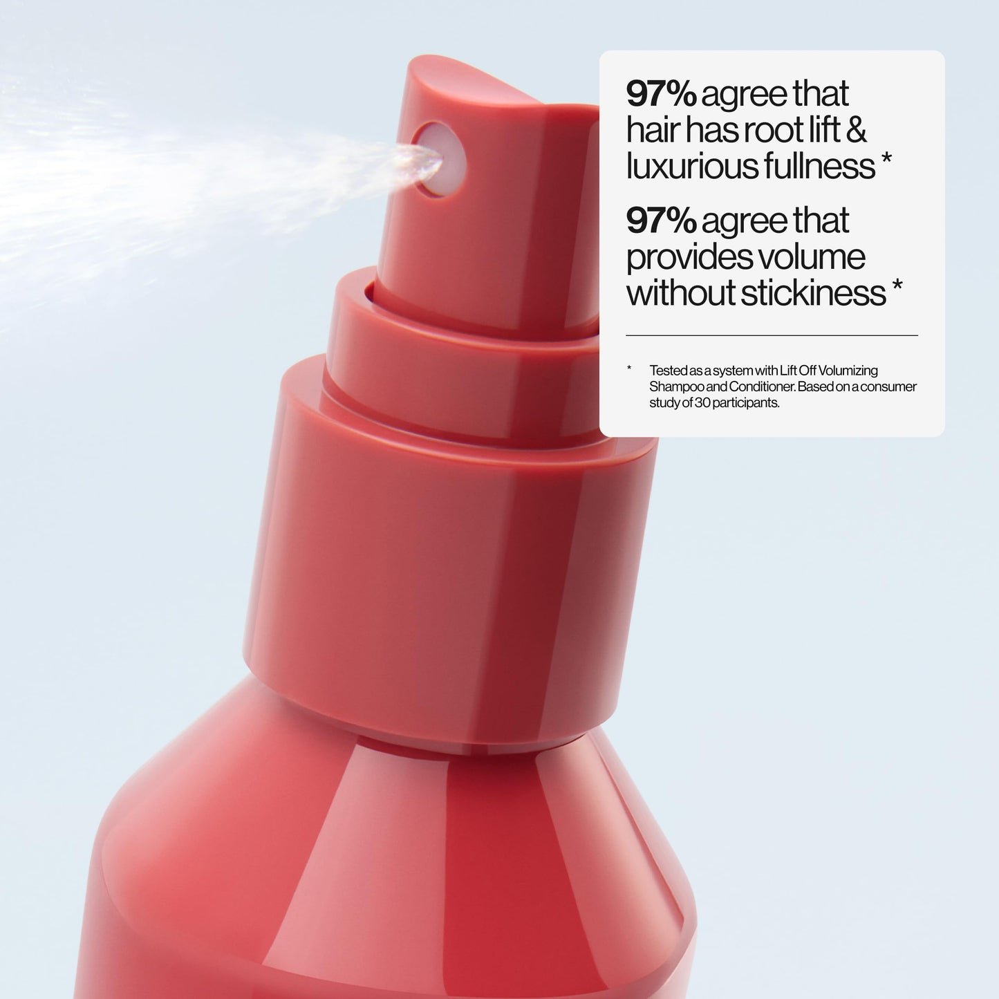 Eva NYC styling mist pump spray nozzle close up for fine hair thickening application