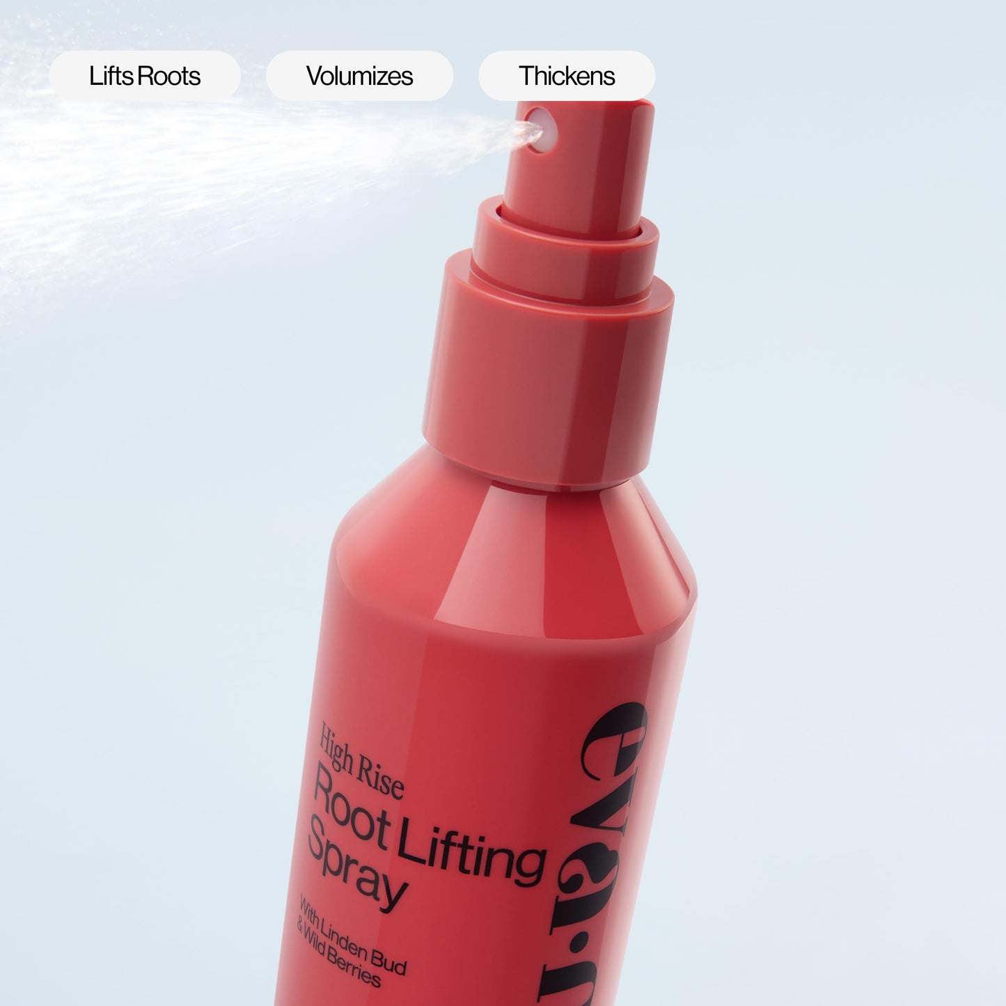 Authentic imported Eva NYC hair mist bottle standing upright against a professional studio backdrop