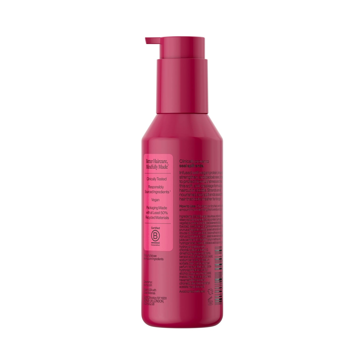 Eva NYC split end mender packaging showing vegan protein and baobab seed ingredients