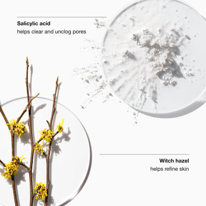 Clinique salicylic acid and witch hazel facial toner texture shot of clear liquid on cotton pad