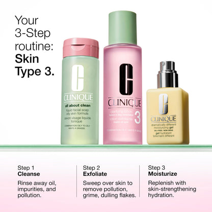 Back label of Clinique clarifying lotion 3 highlighting ingredients and oil control features