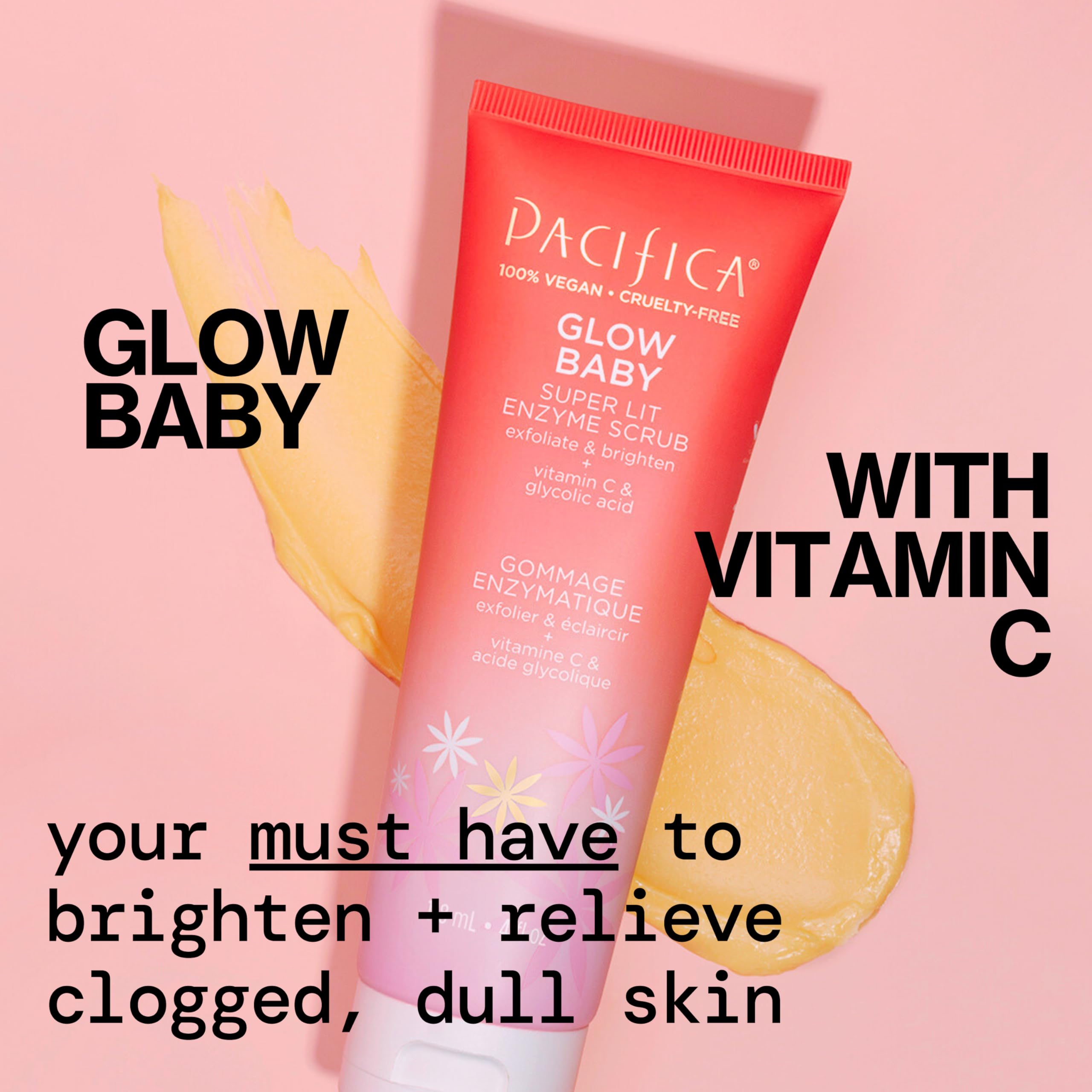 Pacifica 4 Fluid Ounce exfoliating face wash bottle side details