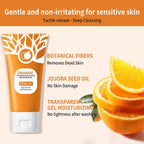Sheghy 2 piece exfoliating gel set displayed with natural orange elements