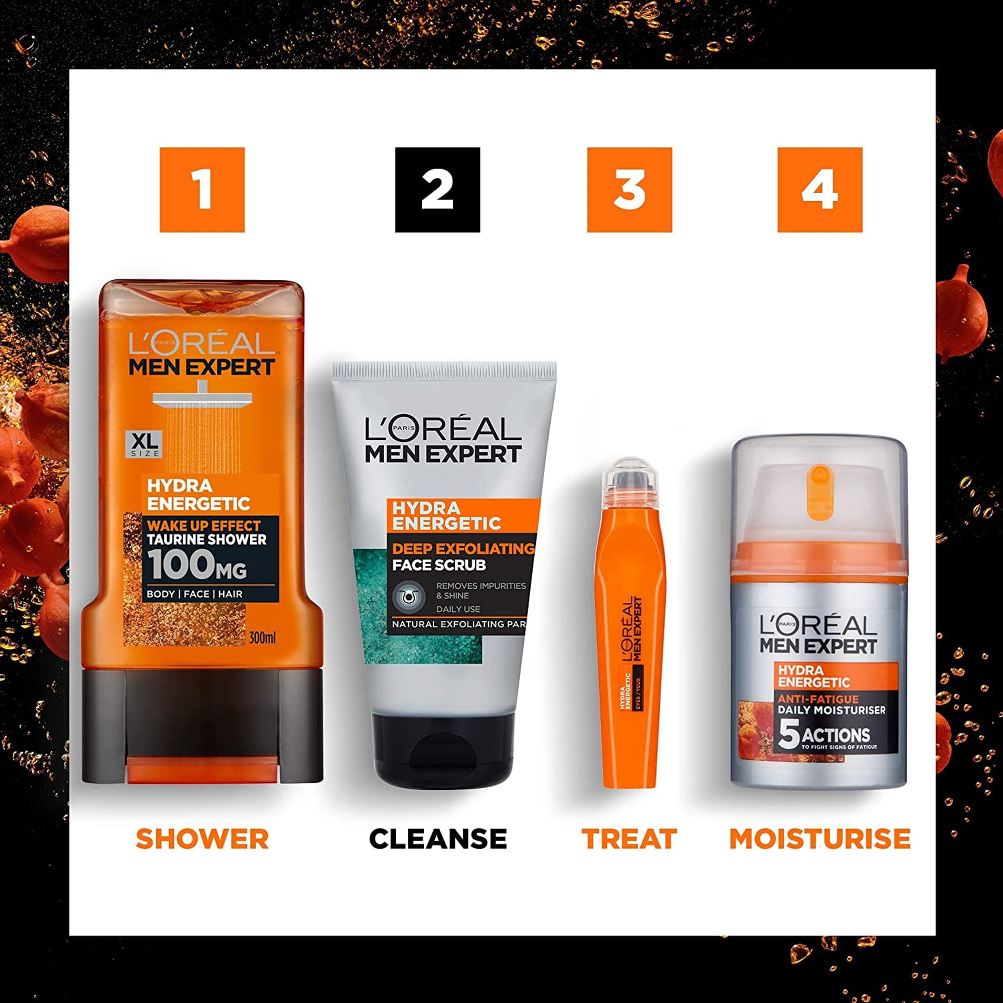 L'Oreal Paris Hydra Energetic exfoliating scrub ingredients list display.
