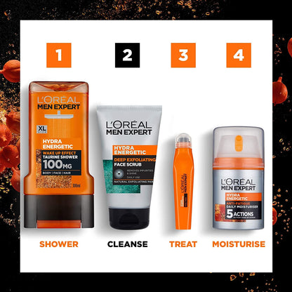 L'Oreal Paris Hydra Energetic exfoliating scrub ingredients list display.