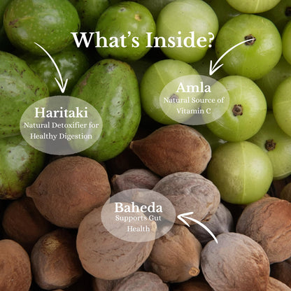 Unsweetened Triphala juice bottle showing net quantity 960 milliliters