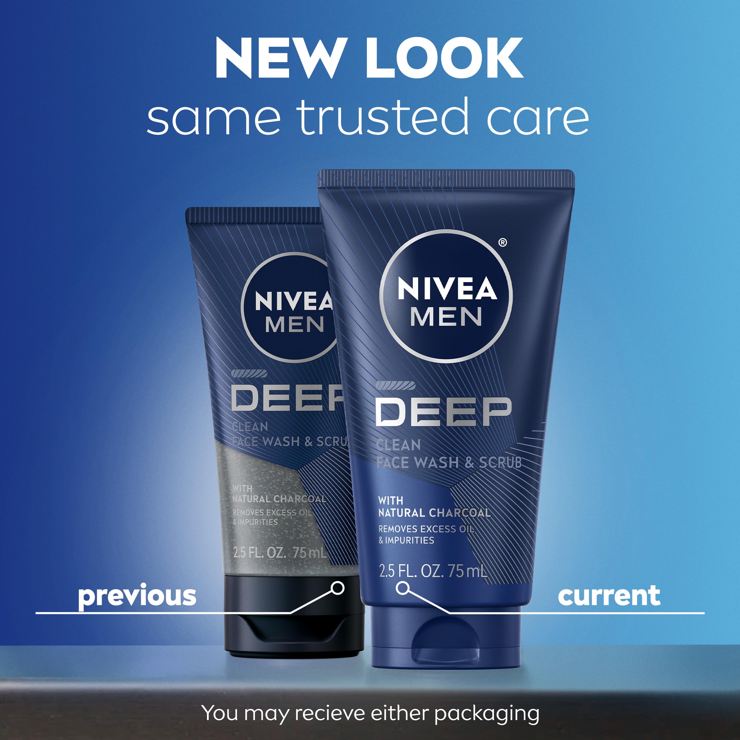 NIVEA MEN charcoal exfoliating men's face cleanser tube details