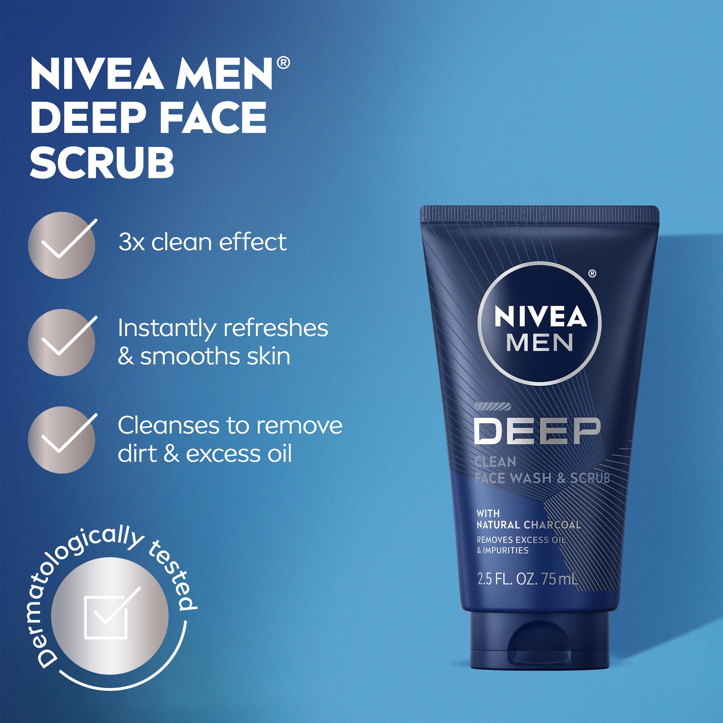 NIVEA MEN Deep Clean face wash with natural charcoal packaging