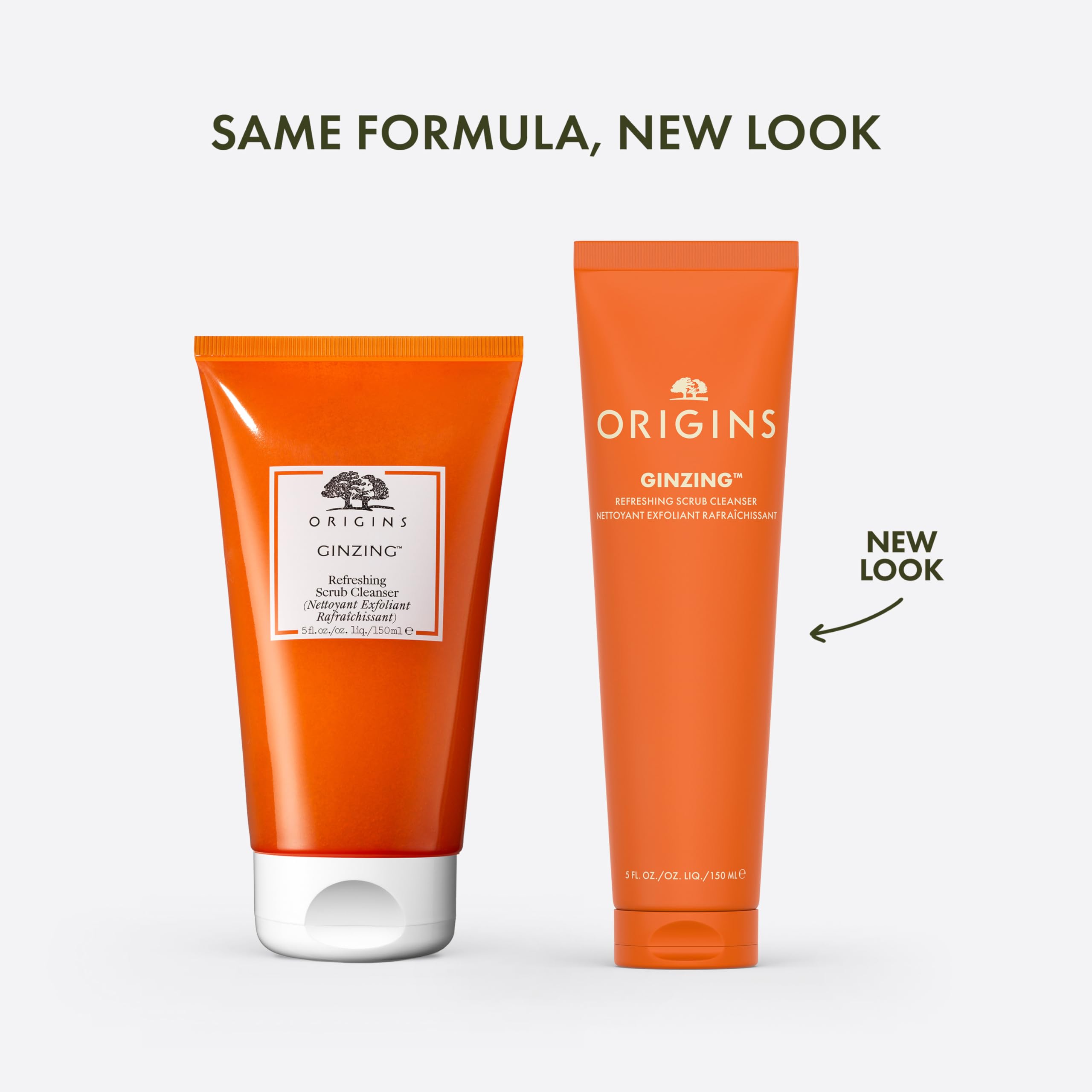 Origins GinZing Refreshing Scrub Cleanser showcasing the orange tube packaging