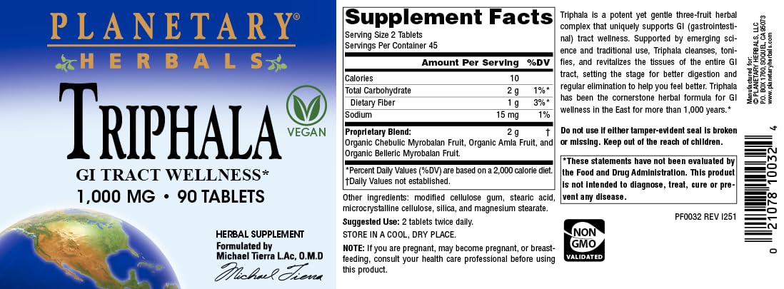 Planetary Herbals Triphala for gastrointestinal tract wellness