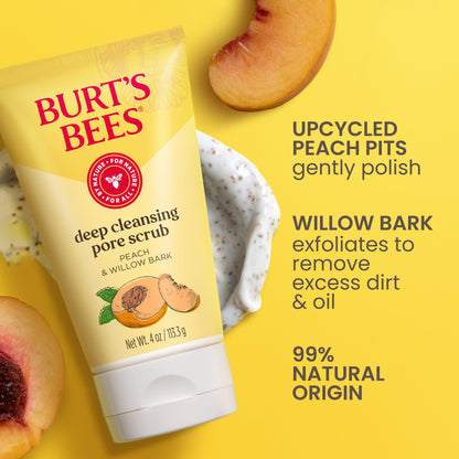 Burt's Bees USA imported peach stone facial scrub packaging details