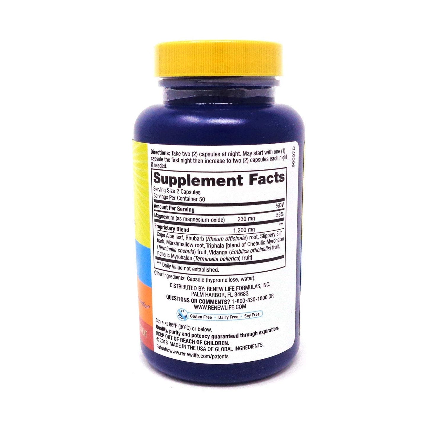 Renew Life Cleanse More supplement facts label showing herbal and mineral ingredients