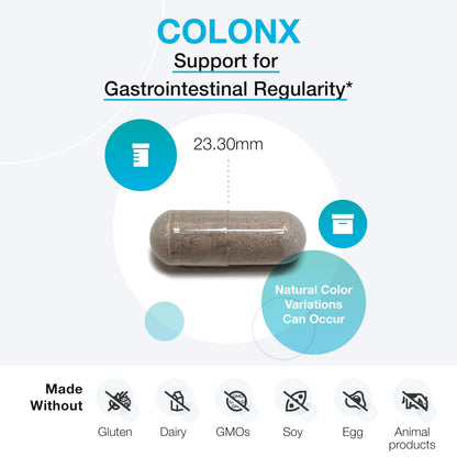USA imported XYMOGEN ColonX bottle showcasing magnesium citrate and triphala formulation