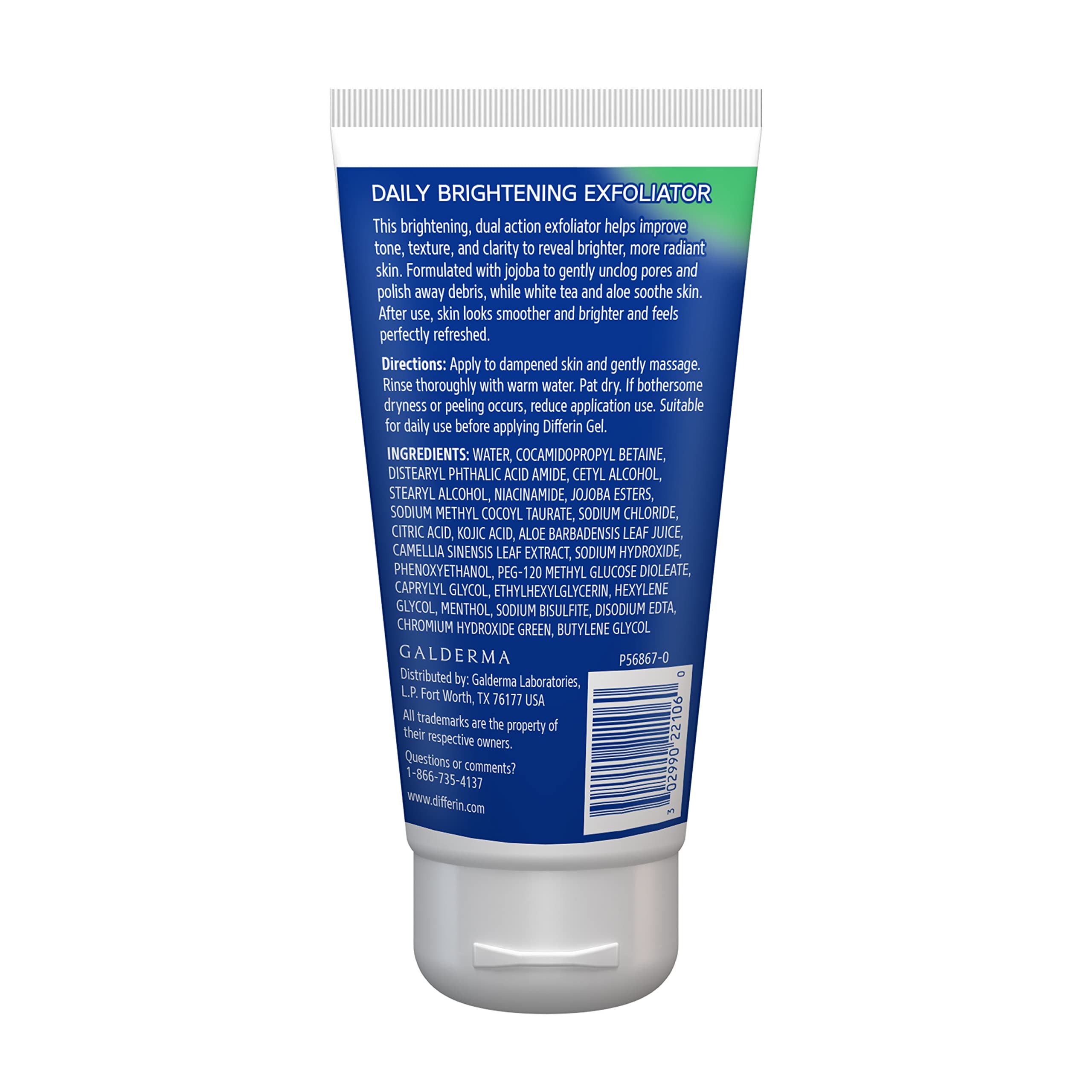 Differin brightening facial scrub with jojoba beads for texture improvement