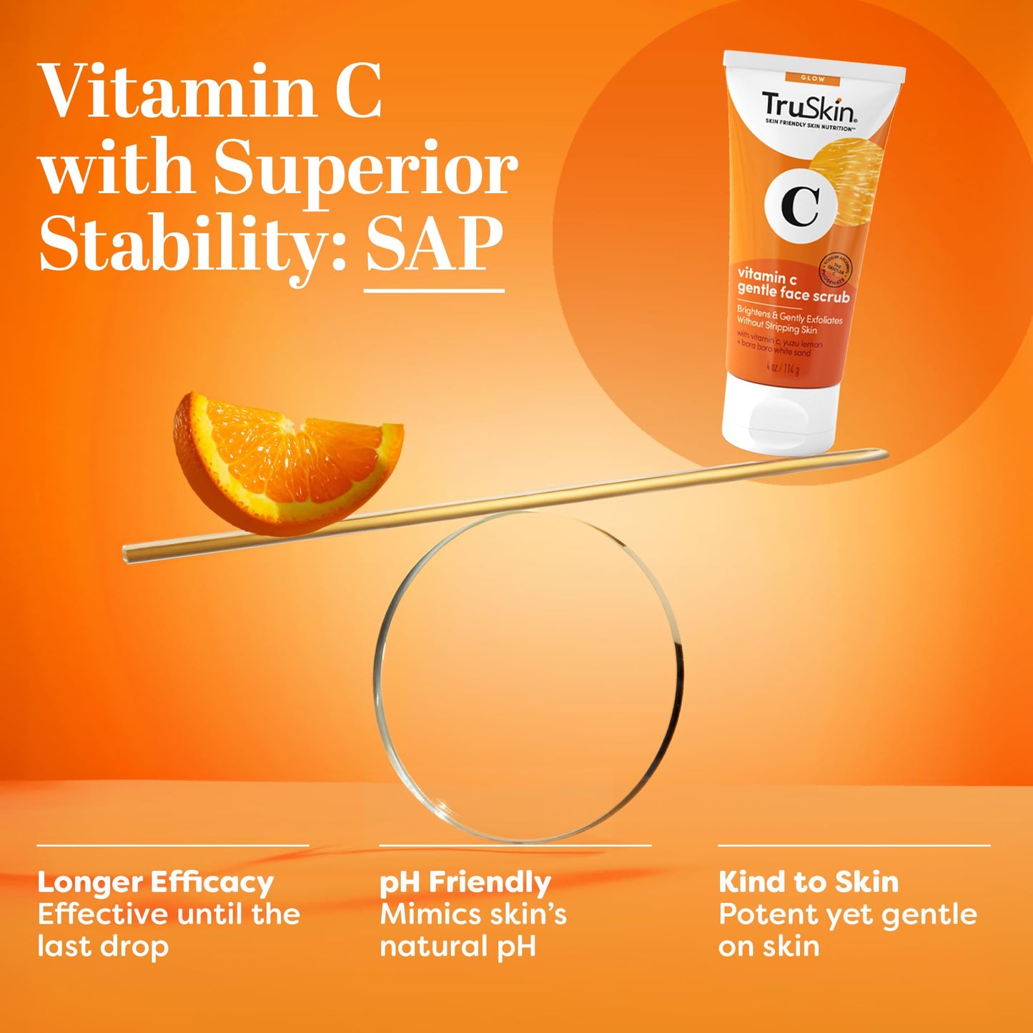 TruSkin Vitamin C facial scrub unboxing showing the authentic 4 ounce premium skincare packaging.