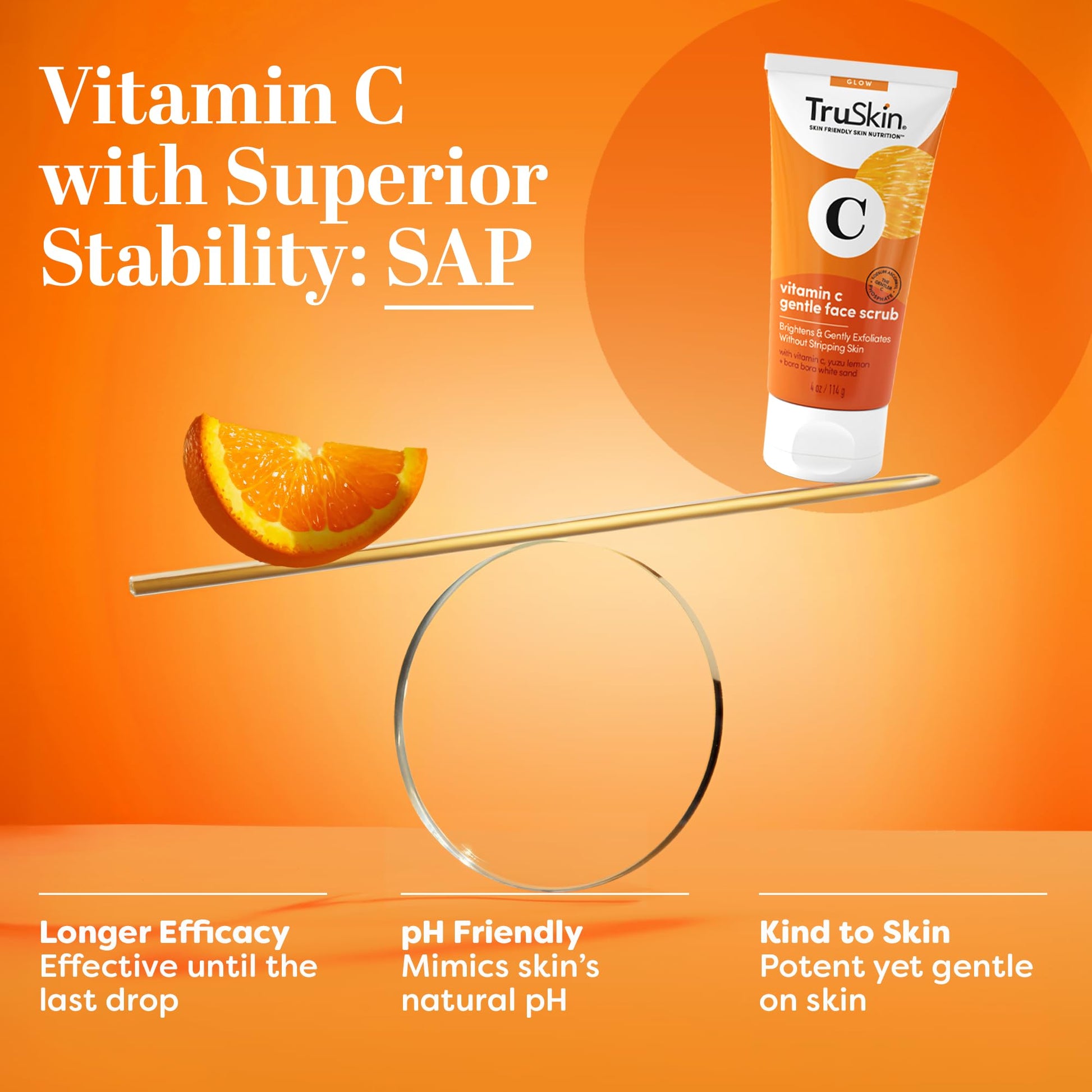 TruSkin Vitamin C facial scrub unboxing showing the authentic 4 ounce premium skincare packaging.