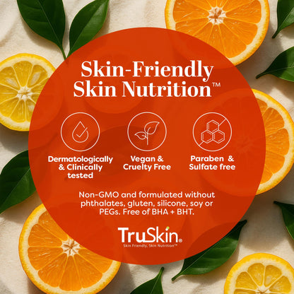 TruSkin Gentle Face Scrub being applied to cleanse and glow up uneven skin tone.