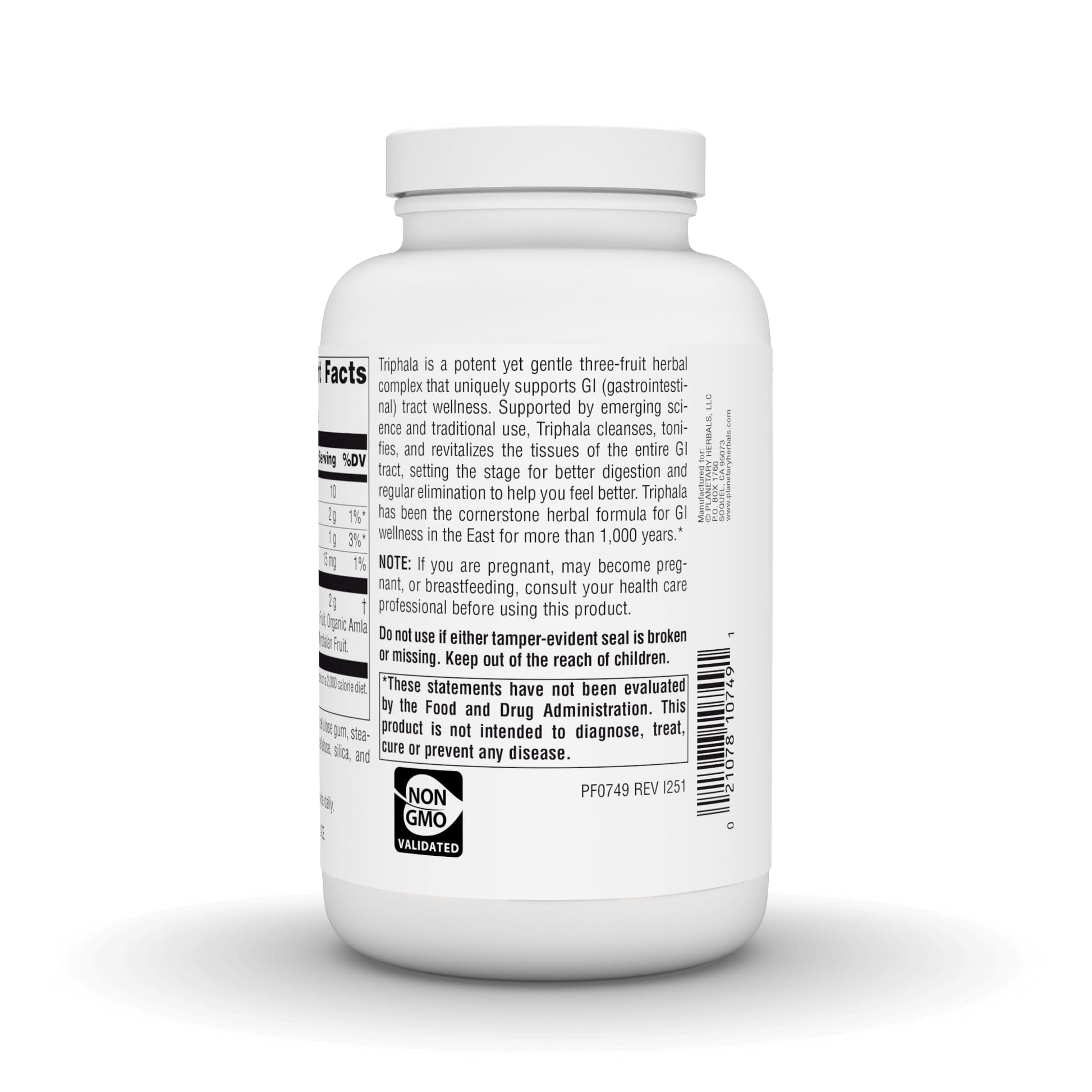 Planetary Herbals Triphala gastrointestinal wellness tablets showing authentic USA import packaging